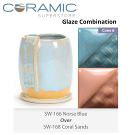 Norse Blue SW166 over Coral Sands SW168 Stoneware Combination Norse Blue SW166 over Coral Sands SW168 Stoneware Combination